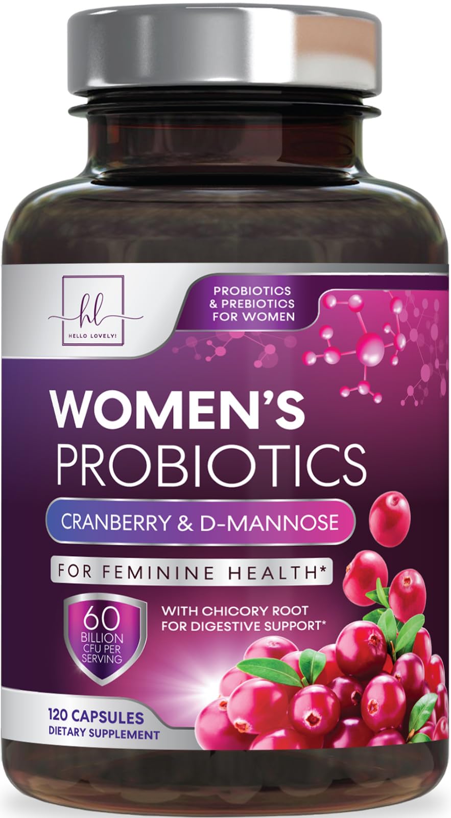 Hello Lovely! Women's Probiotic Capsules front view with packaging