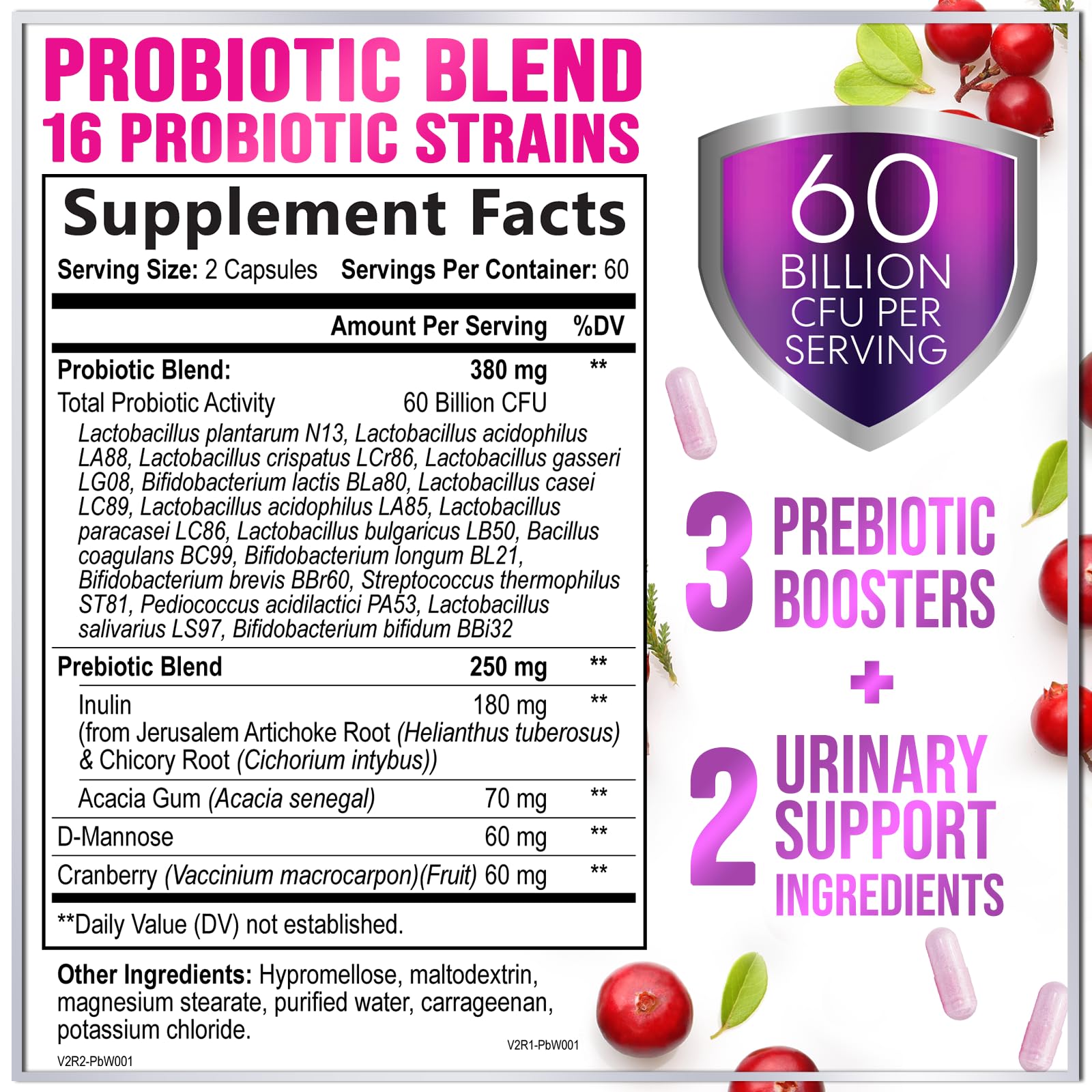 Hello Lovely! Women's Probiotic Capsules side view showing ingredient list