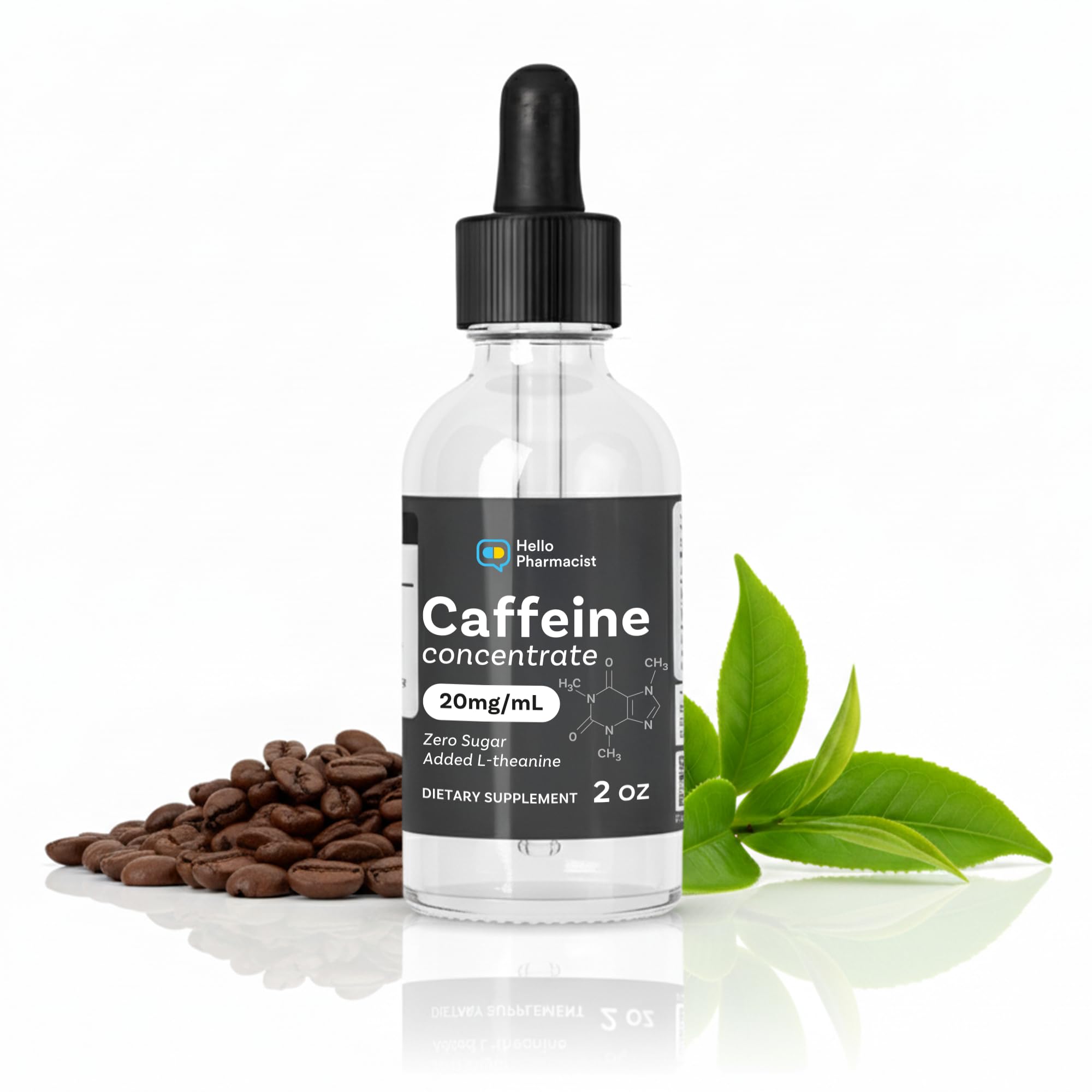 HelloPharmacist Caffeine Liquid Drops dropper with liquid