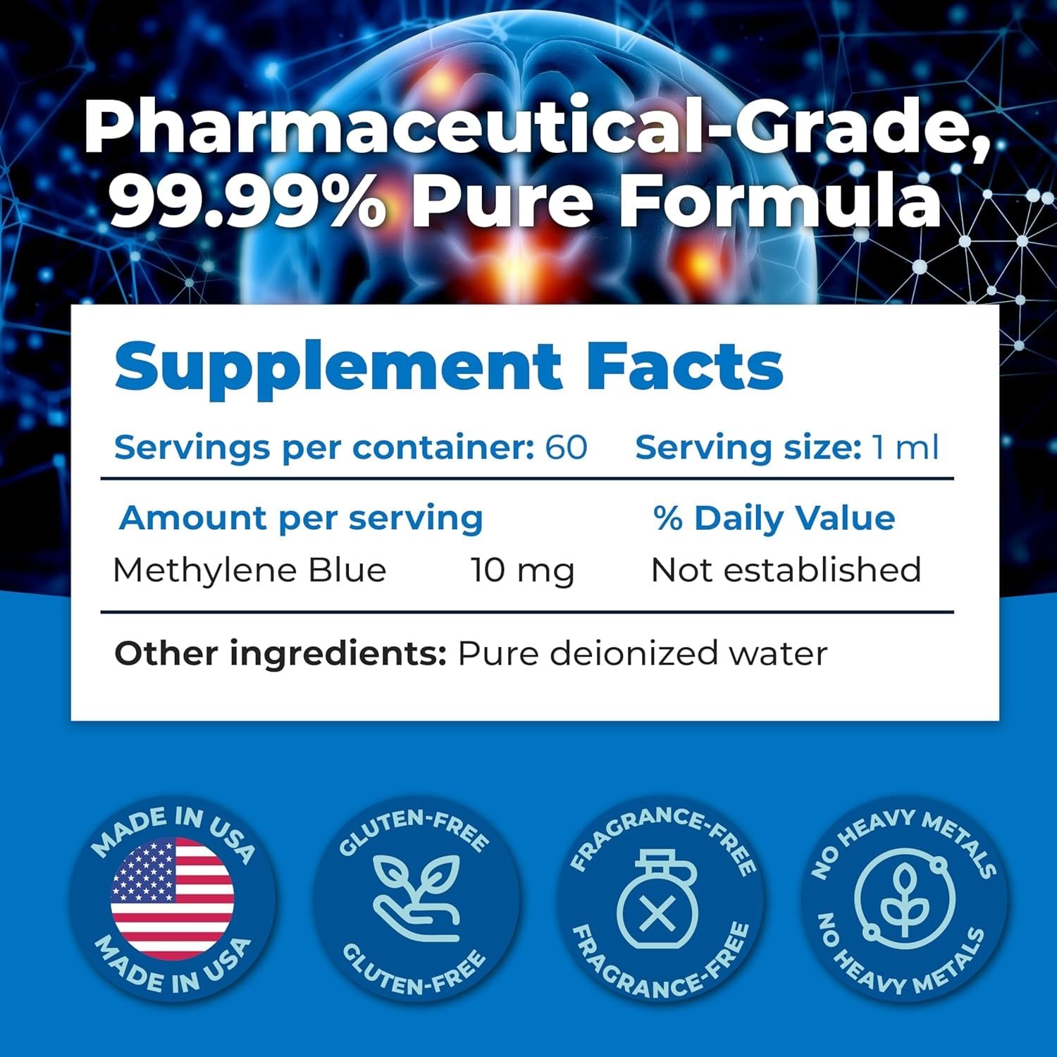 HelloPharmacist Methylene Blue 1% Liquid NeuroBoost Supplement side view