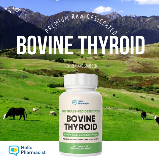 HelloPharmacist Raw Desiccated Thyroid Supplement 300mg bottle side view