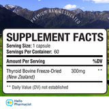 HelloPharmacist Raw Desiccated Thyroid Supplement 300mg bottle with label