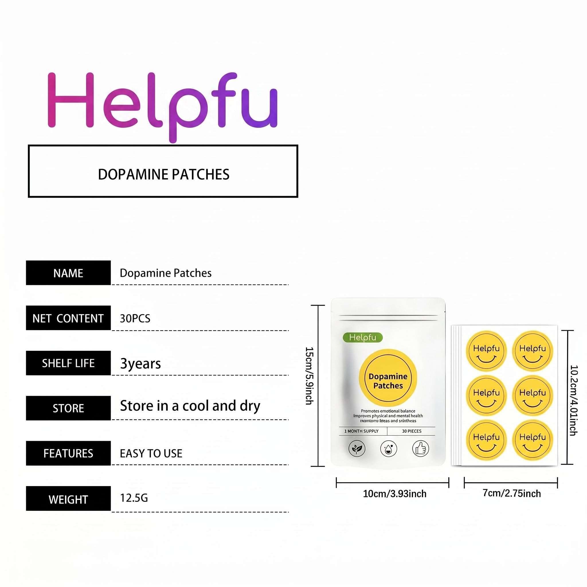 Helpfu Dopamine Patches back view with ingredients