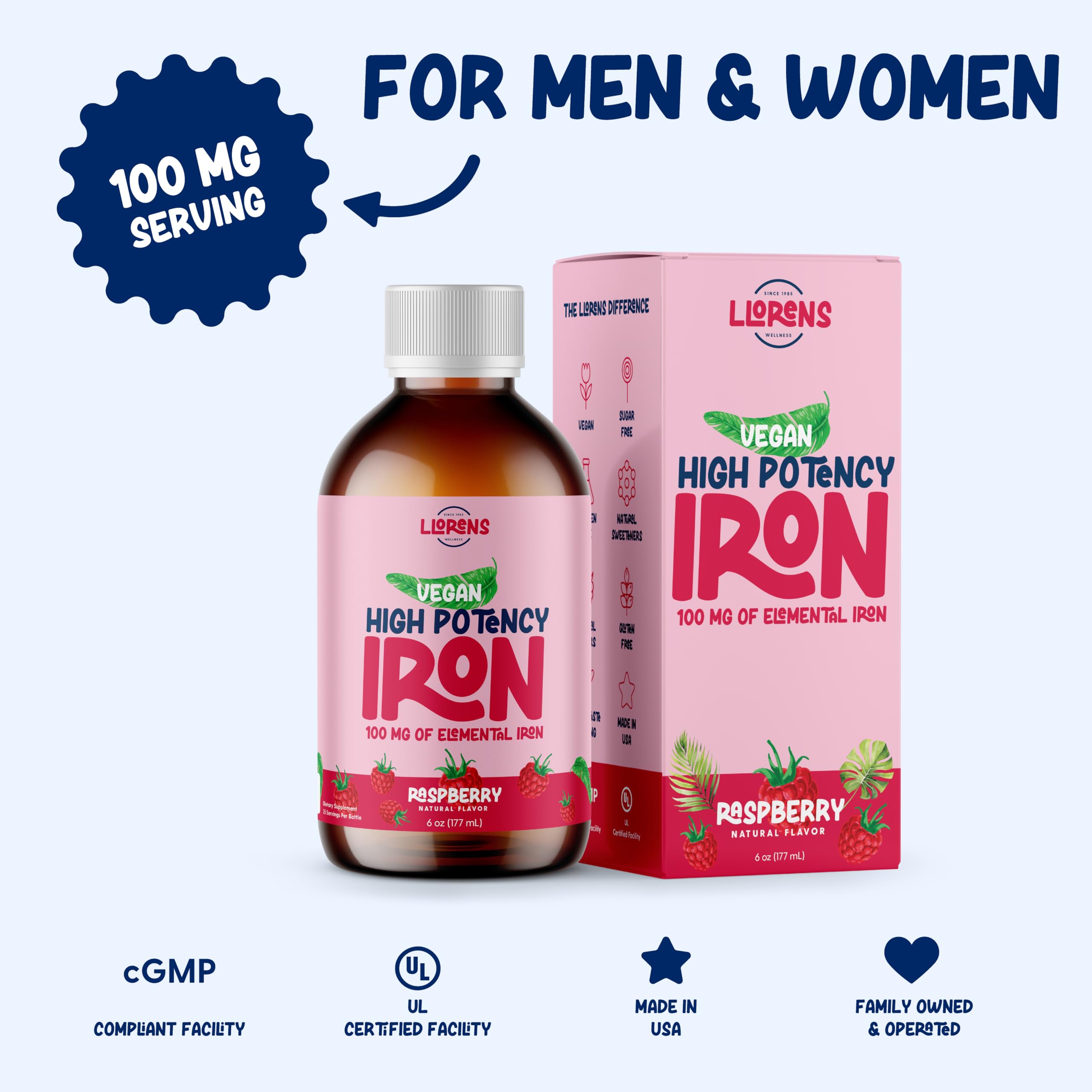 Hematex Liquid Iron Polysaccharide 100mg bottle with measuring cap