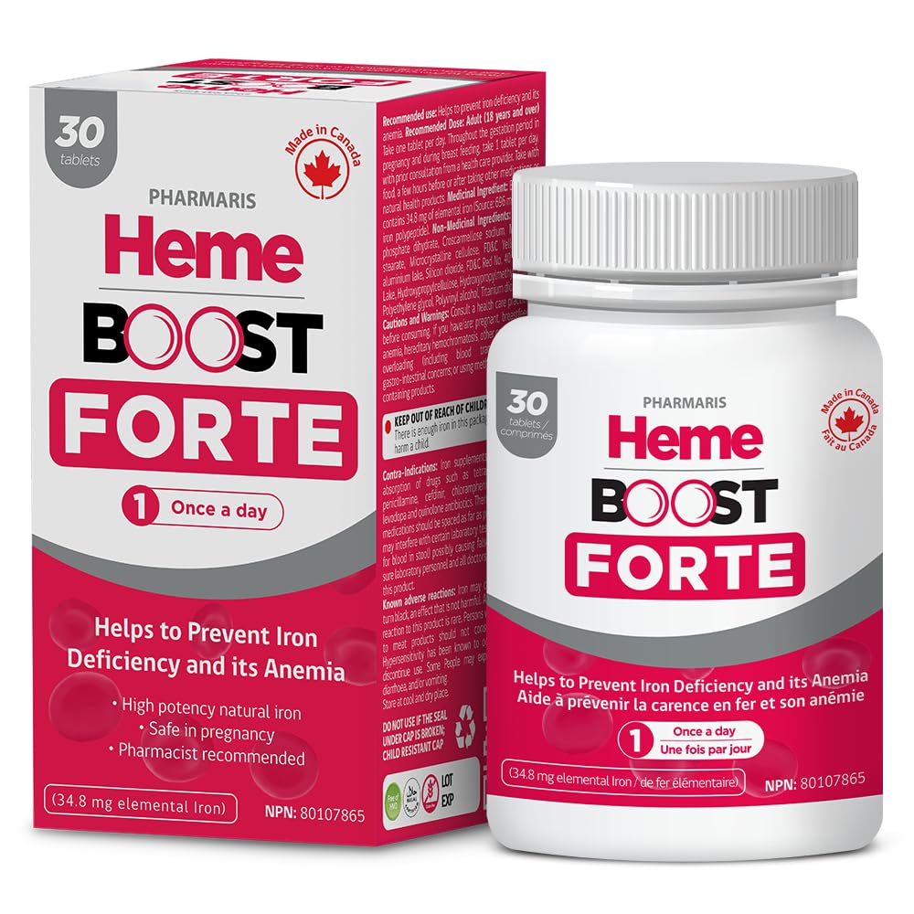 HEME support Hemeboost Forte Iron Supplement front view of packaging
