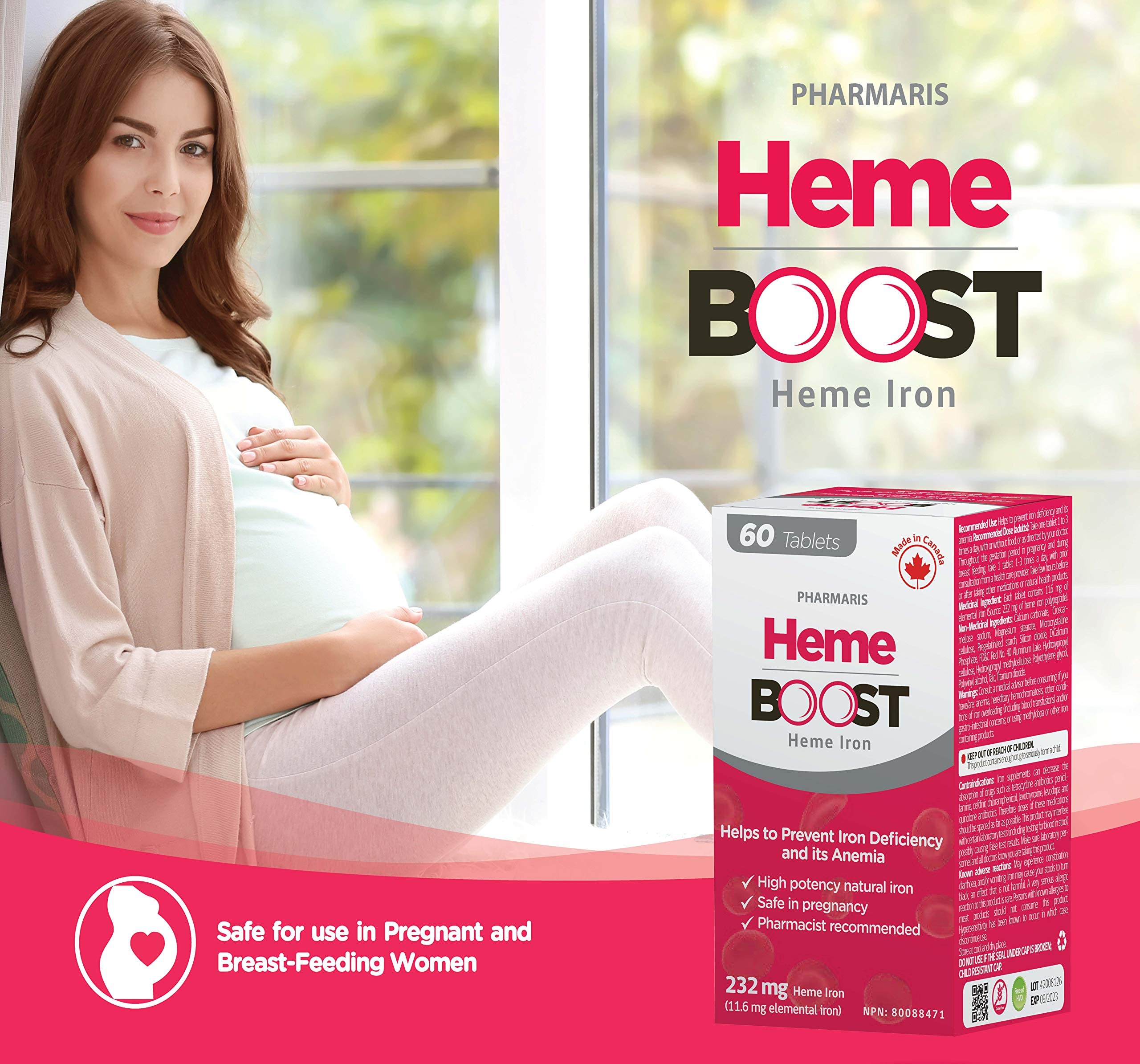 HEME support Iron Supplement 232mg Heme Iron Polypeptide side view