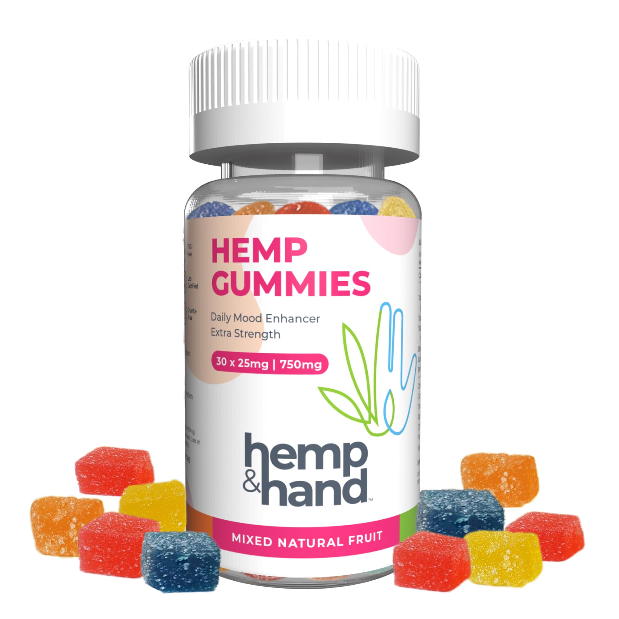 Hemp & Hand Omega 3-6-9 Gummies front view with vibrant colours