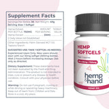 Hemp & Hand Omega 3-6-9 Softgels back view showing ingredient list