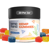 Hemp & Hand Sleep Gummies bottle front view with mixed fruit flavours