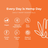 Hemp & Hand Sleep Gummies on a wooden table with fruit background