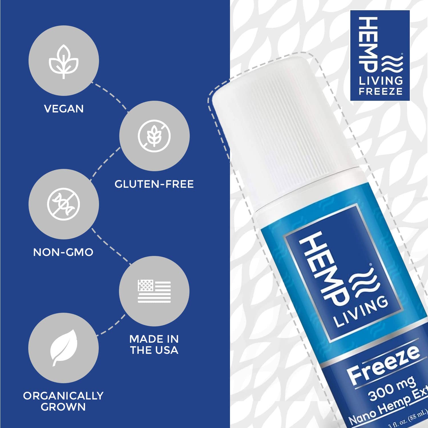 HEMP LIVING Hemp Oil Roll-On 300mg with ingredients list