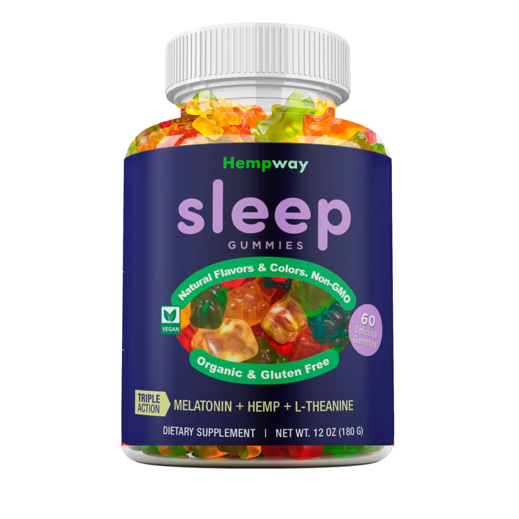 HEMPWAY Hemp Sleep Gummies front view with packaging