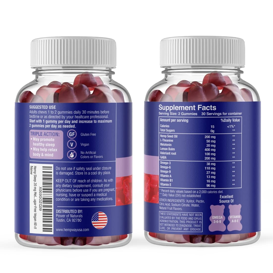 HEMPWAY Melatonin 20mg Gummies in a bowl for serving