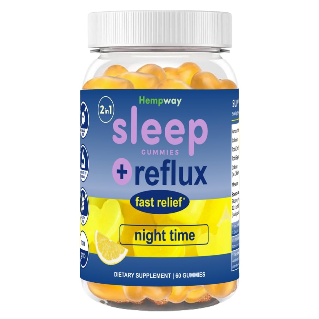 HEMPWAY Reflux Raft Nighttime Antacid Sleep Gummies front view
