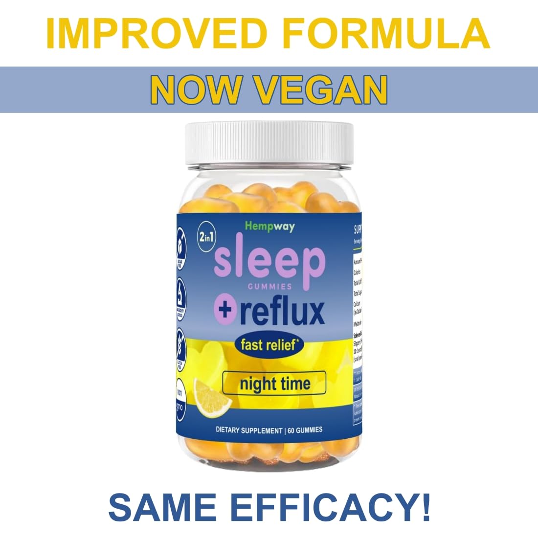 HEMPWAY Reflux Raft Nighttime Antacid Sleep Gummies on a table