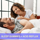 HEMPWAY Reflux Raft Nighttime Antacid Sleep Gummies with a glass of water
