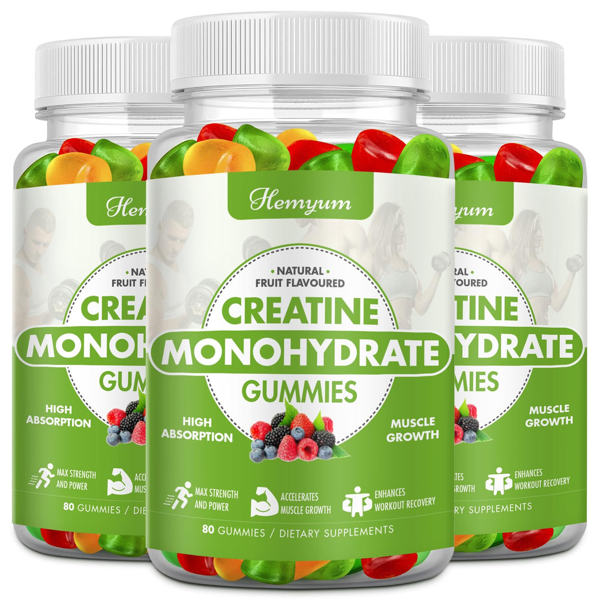 Hemyum Creatine Monohydrate Gummies 160 count bottle front view