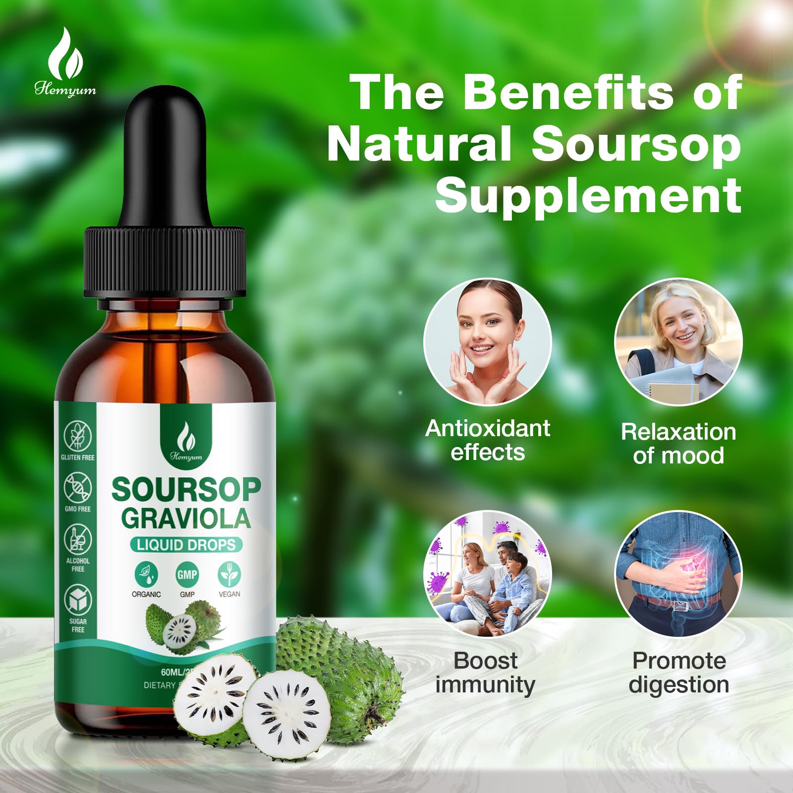 Hemyum Organic Soursop Bitters Liquid bottle back view