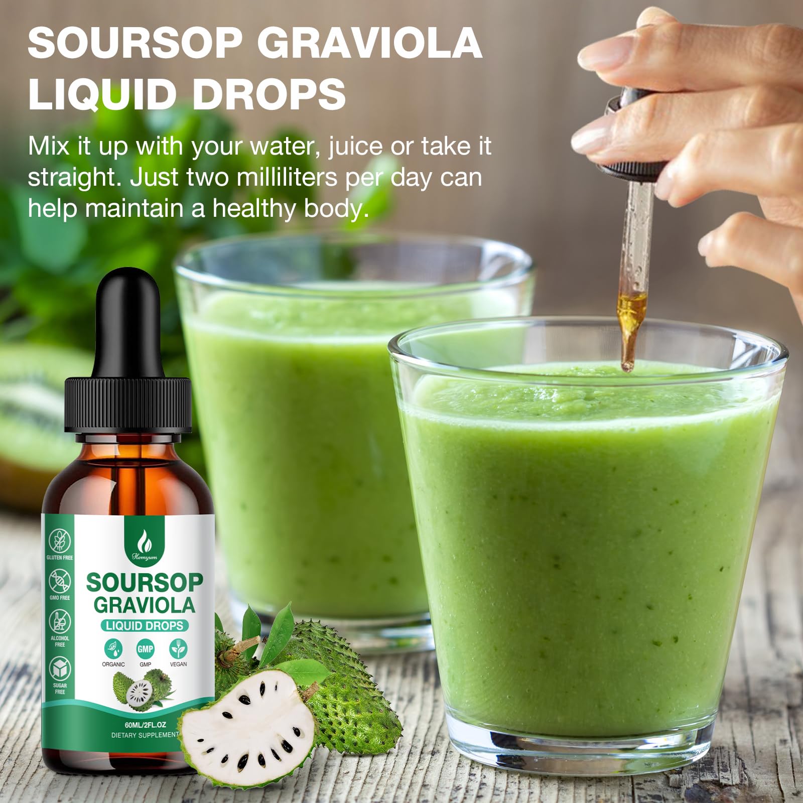 Hemyum Organic Soursop Bitters Liquid bottle dimensions