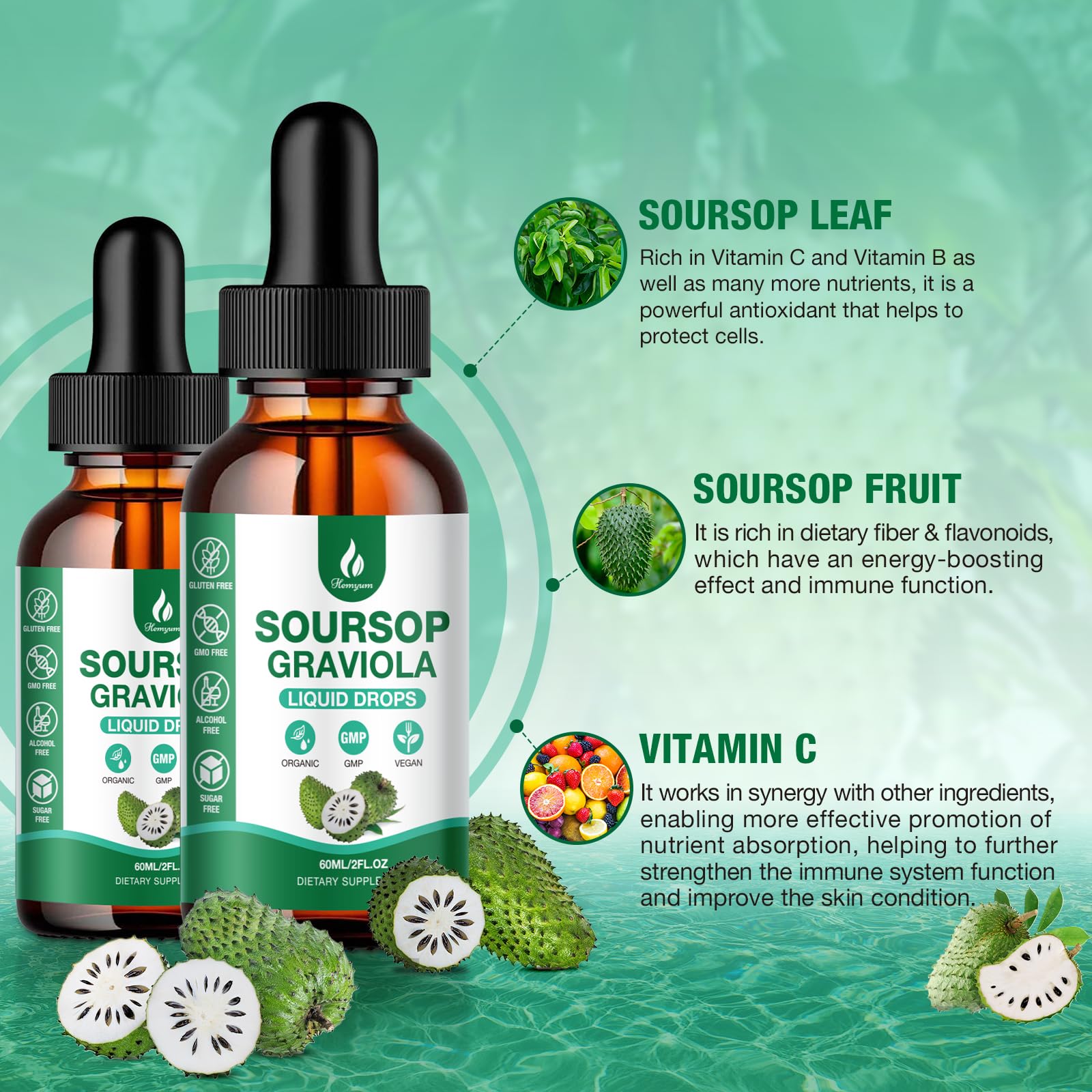 Hemyum Organic Soursop Bitters Liquid ingredients list