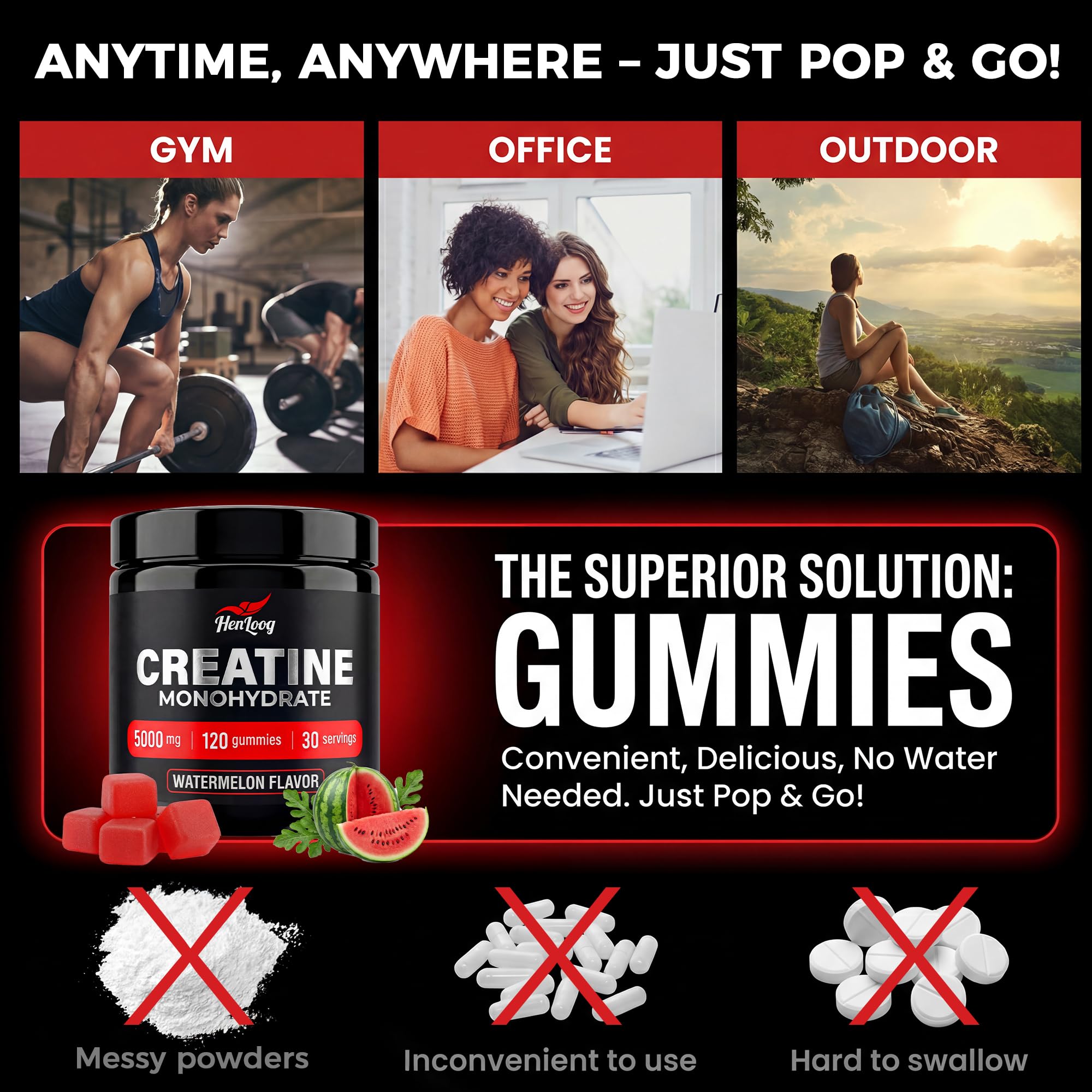 Hen Loog Creatine Gummies in a fitness setting