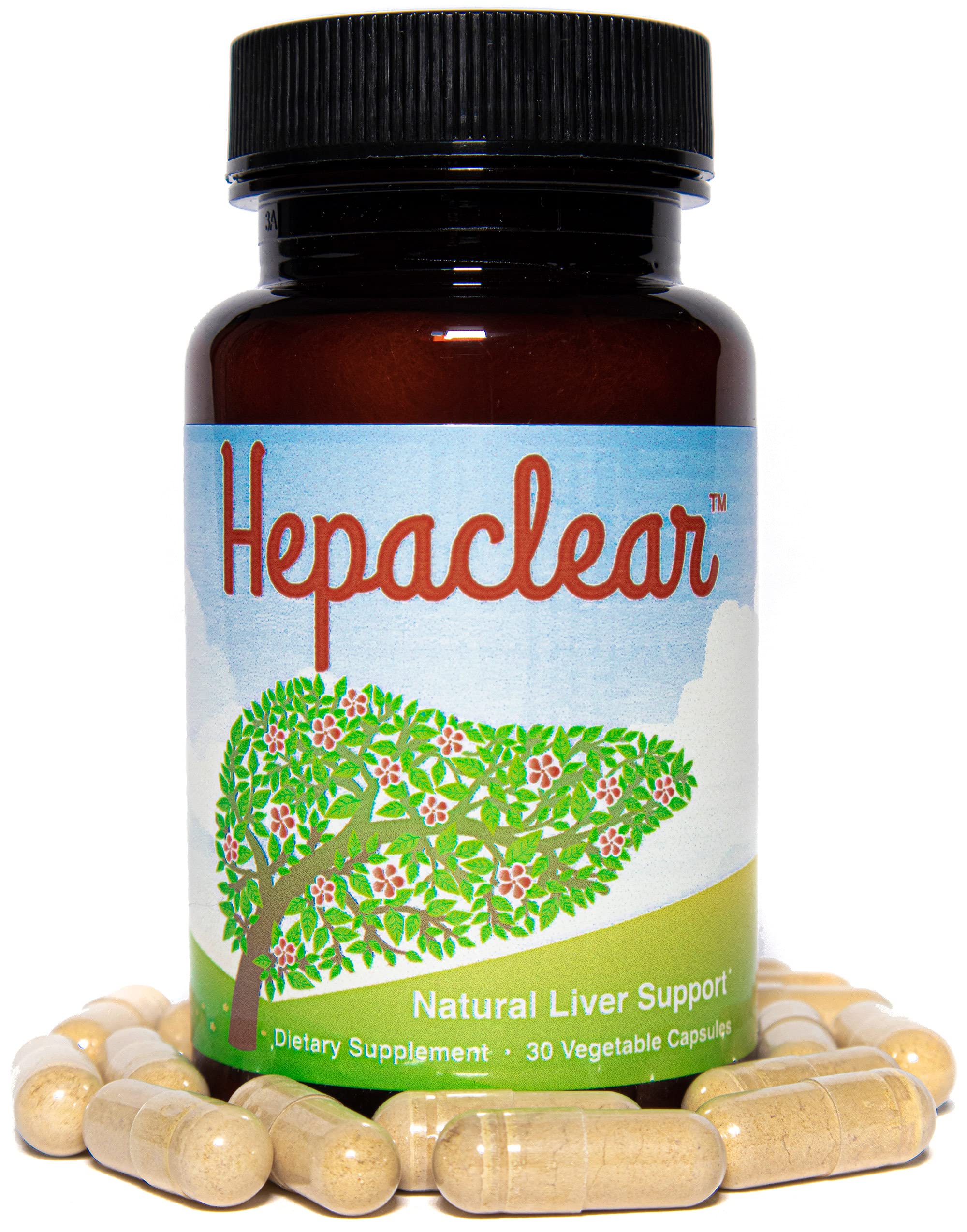 Hepaclear Milk Thistle Liver Support Supplement with a measuring spoon