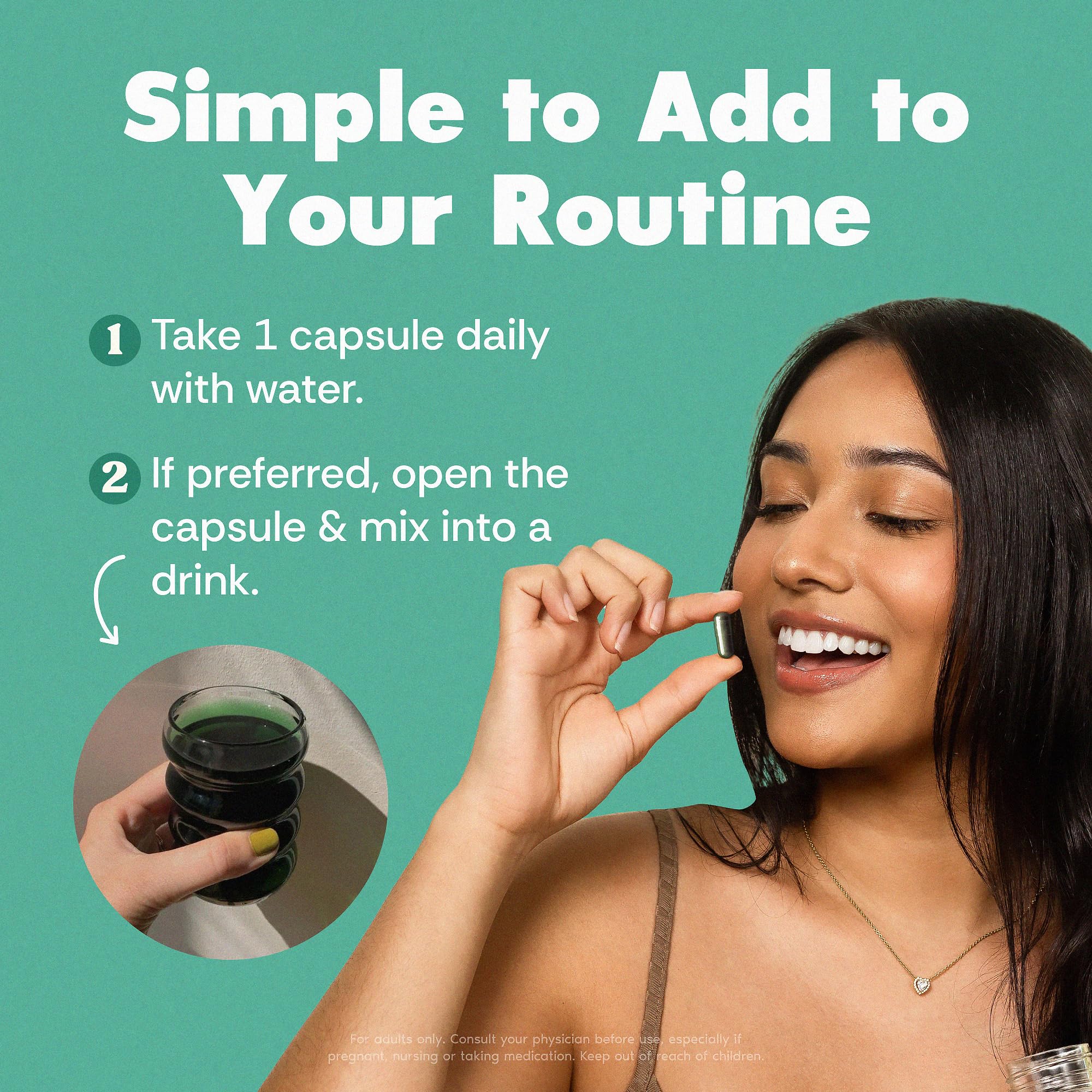 Her Fantasy Box Body Magic Chlorophyll Capsules open bottle with capsules