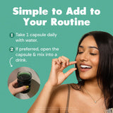 Her Fantasy Box Body Magic Chlorophyll Capsules open bottle with capsules