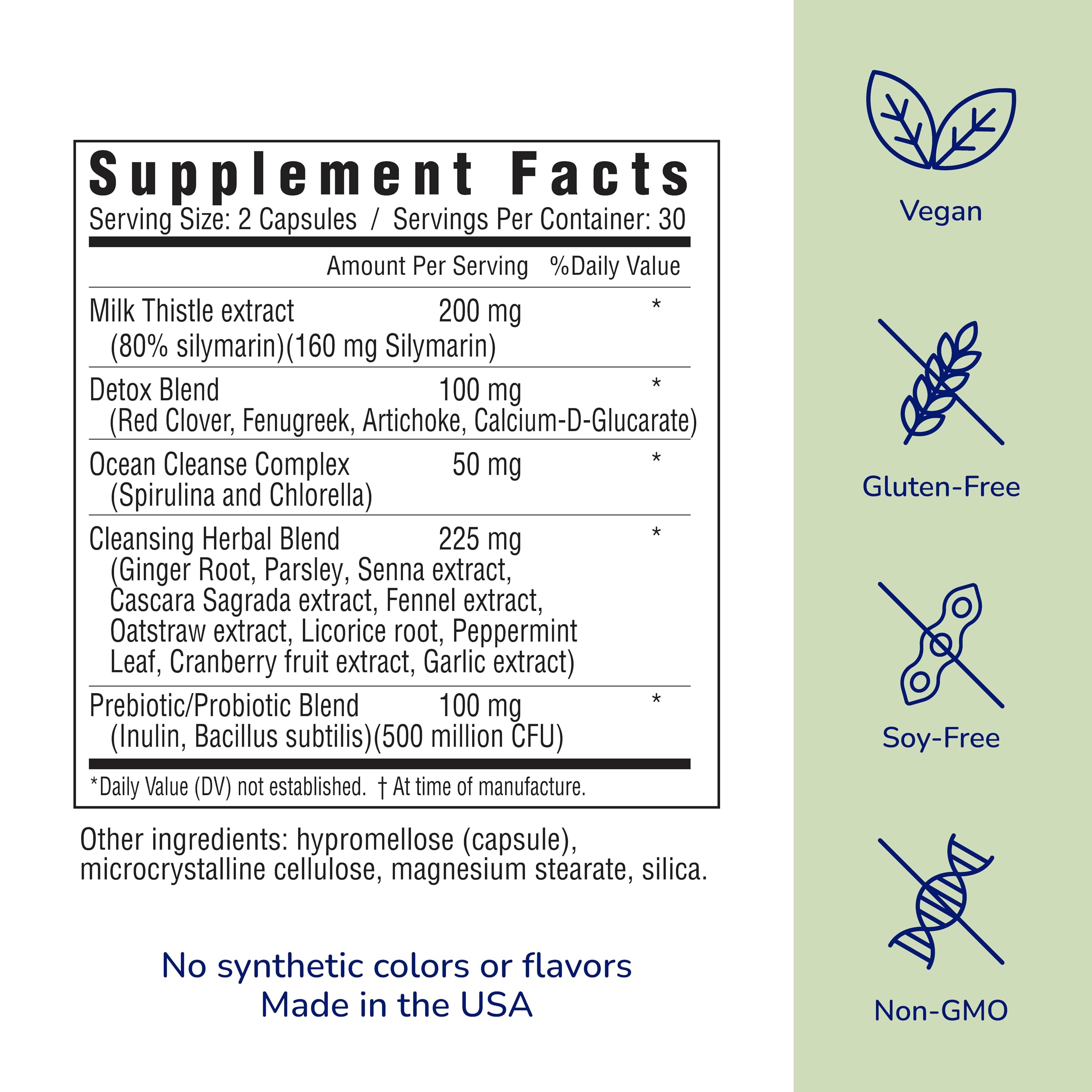 her own Cleanse capsule bottle with label