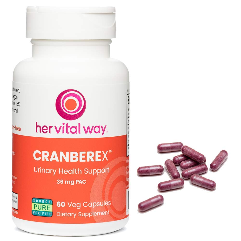her vital way Cranberex Cranberry Capsules 36mg PAC bottle top view