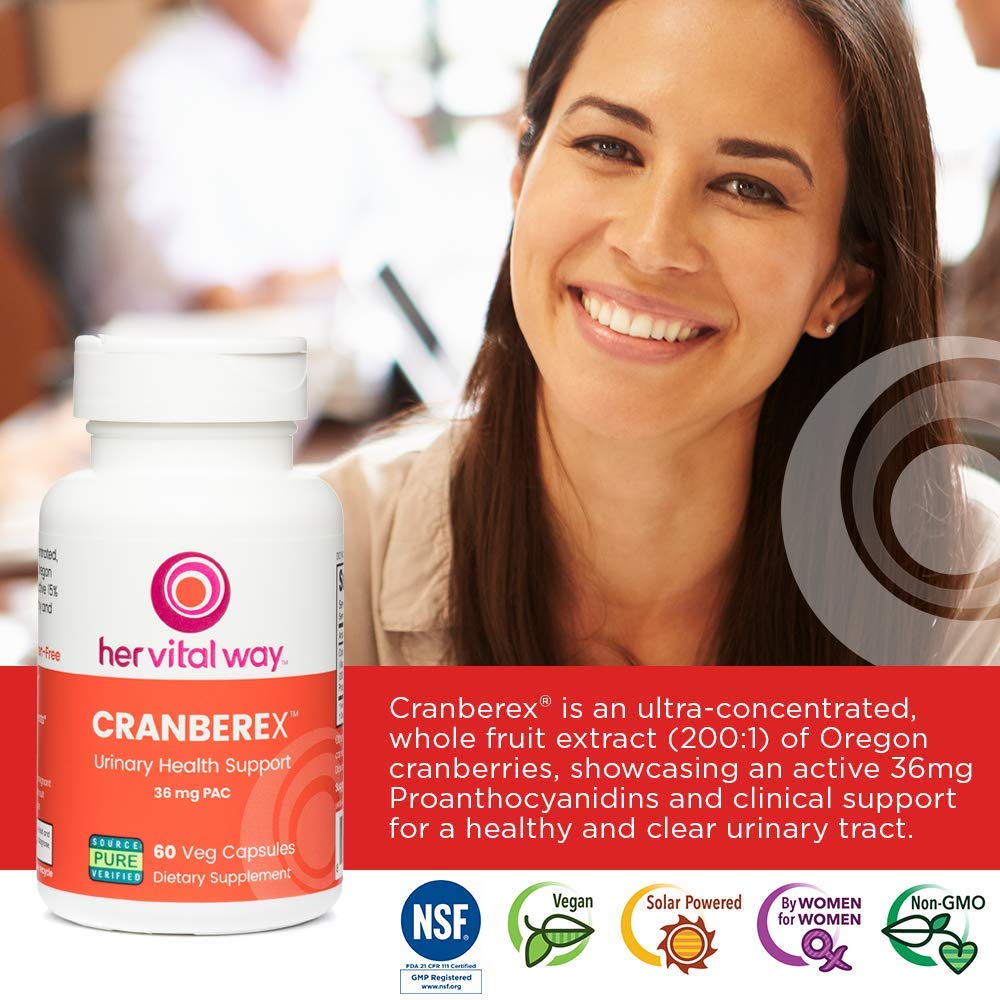 her vital way Cranberex Cranberry Capsules 36mg PAC ingredients list