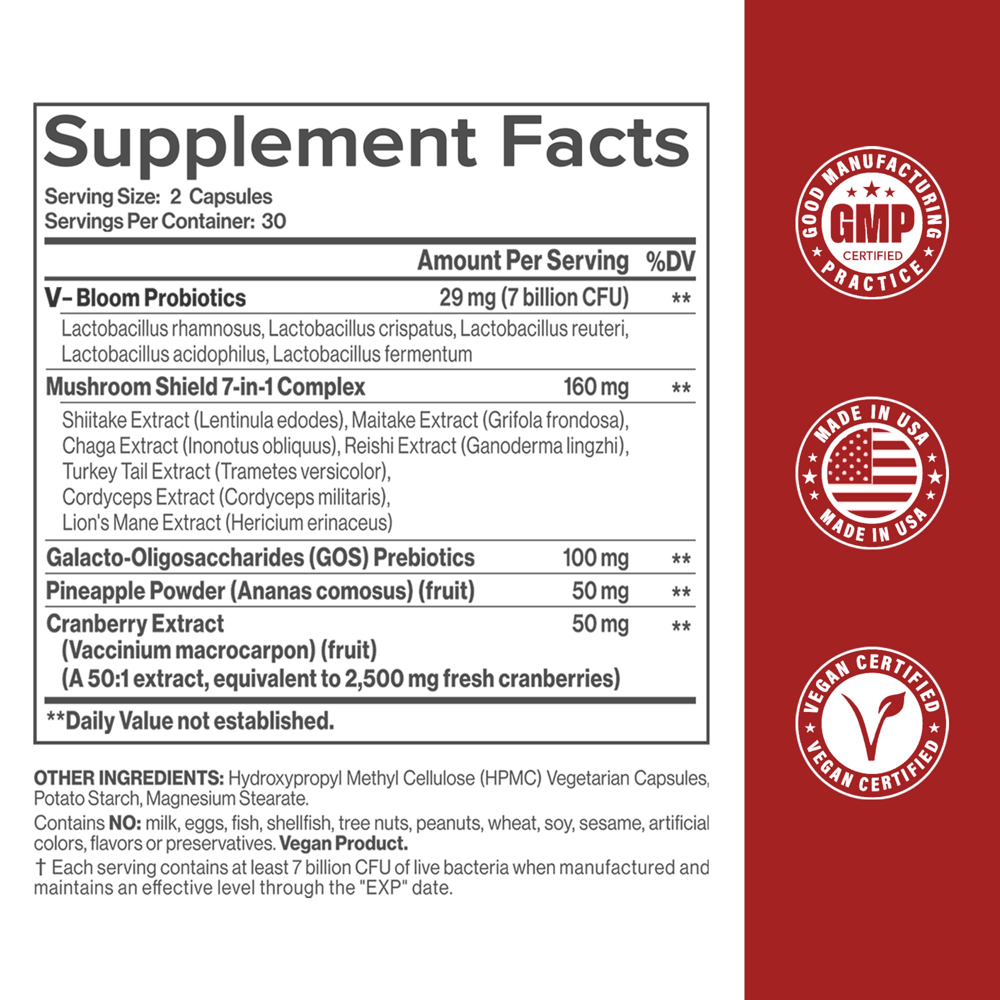 HerAuré Vaginal Probiotics for Women 59g ingredients list