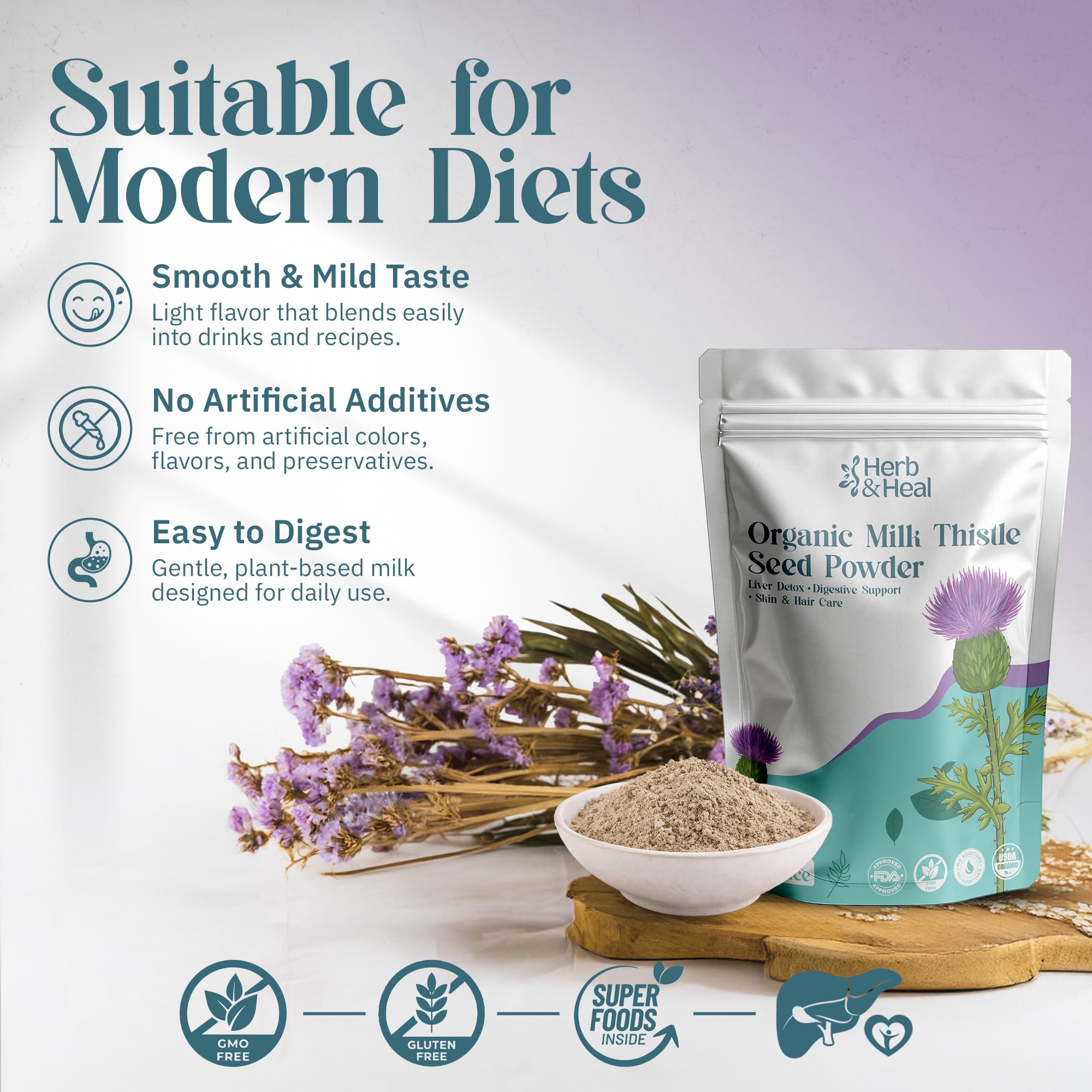 Herb & Heal Organic Milk Thistle Seed Powder close-up