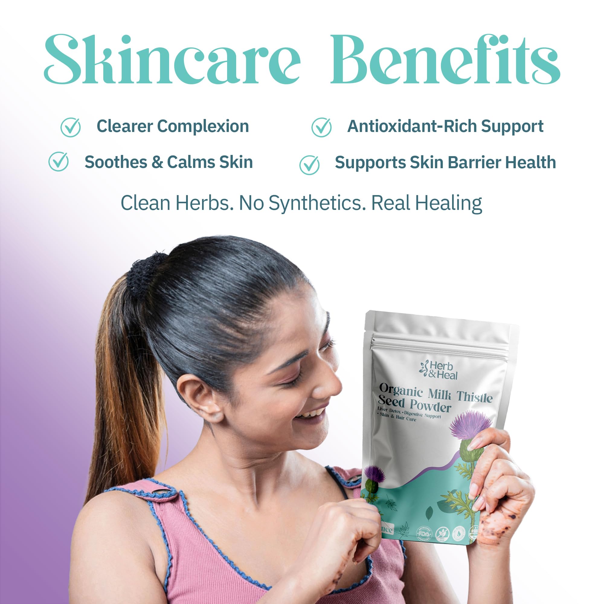 Herb & Heal Organic Milk Thistle Seed Powder in a bowl