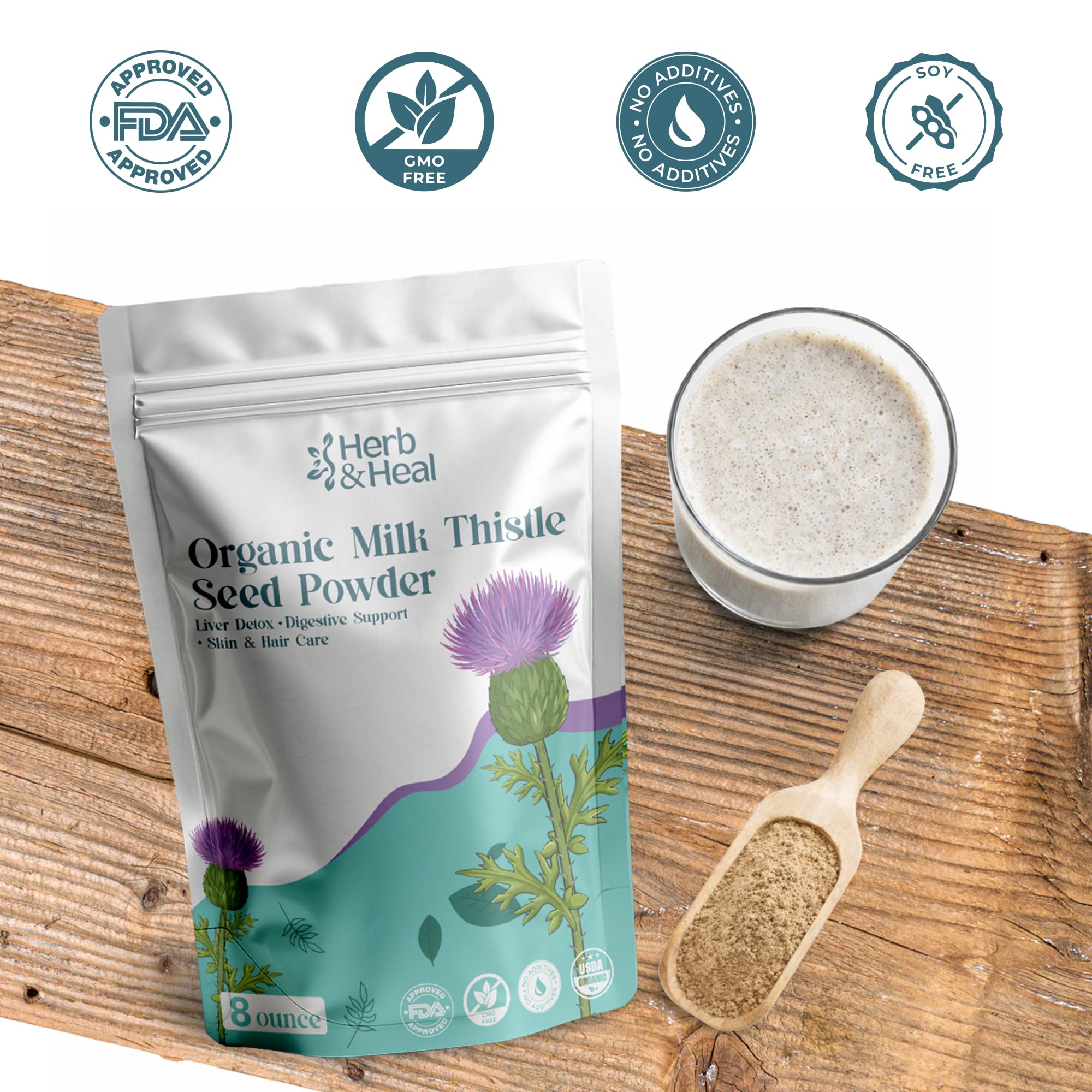 Herb & Heal Organic Milk Thistle Seed Powder tea preparation