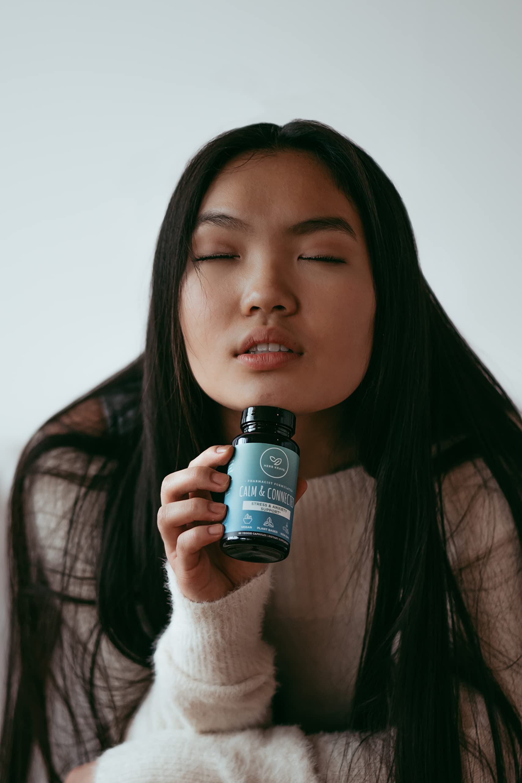 Herb Krave Calm and Connected Adrenal Extracts 50g packaging and capsules