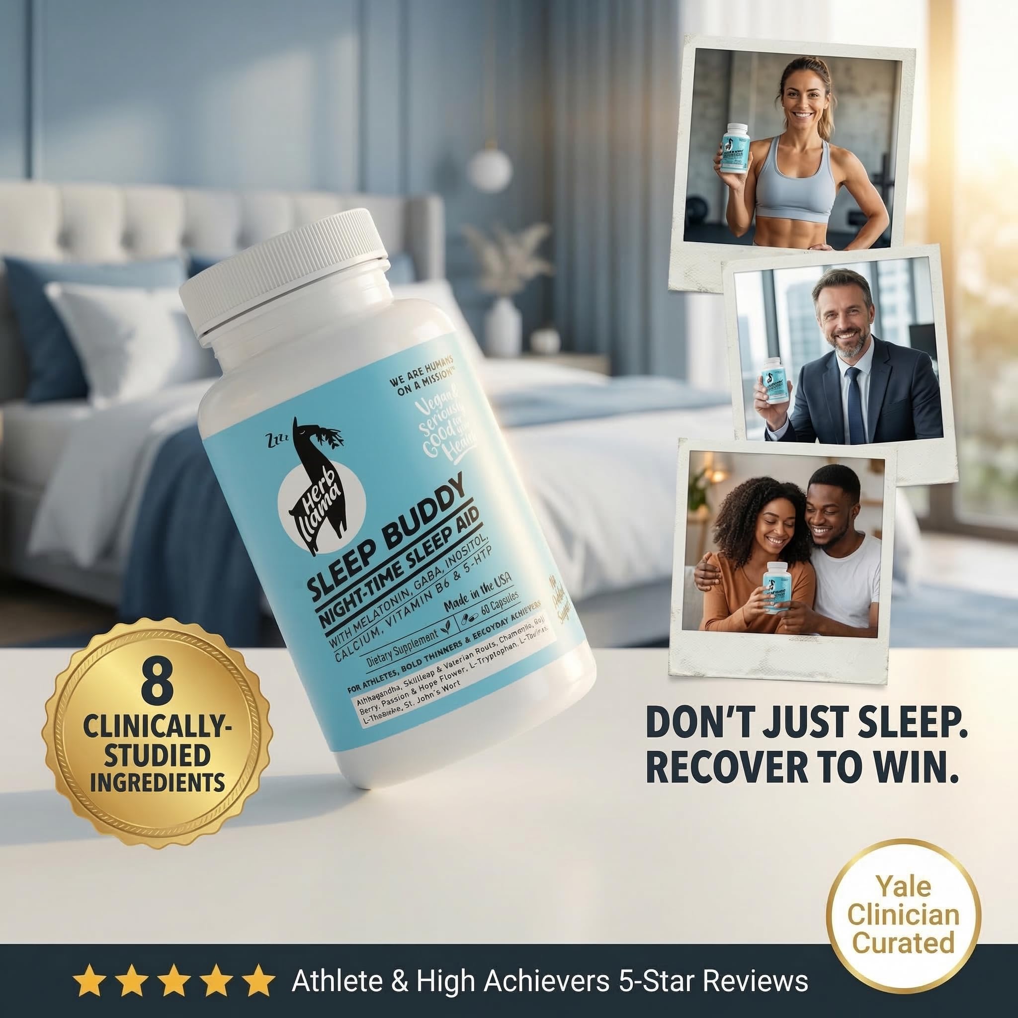 Herb Llama Sleep Buddy Nighttime Sleep Aid bottle with 60 capsules