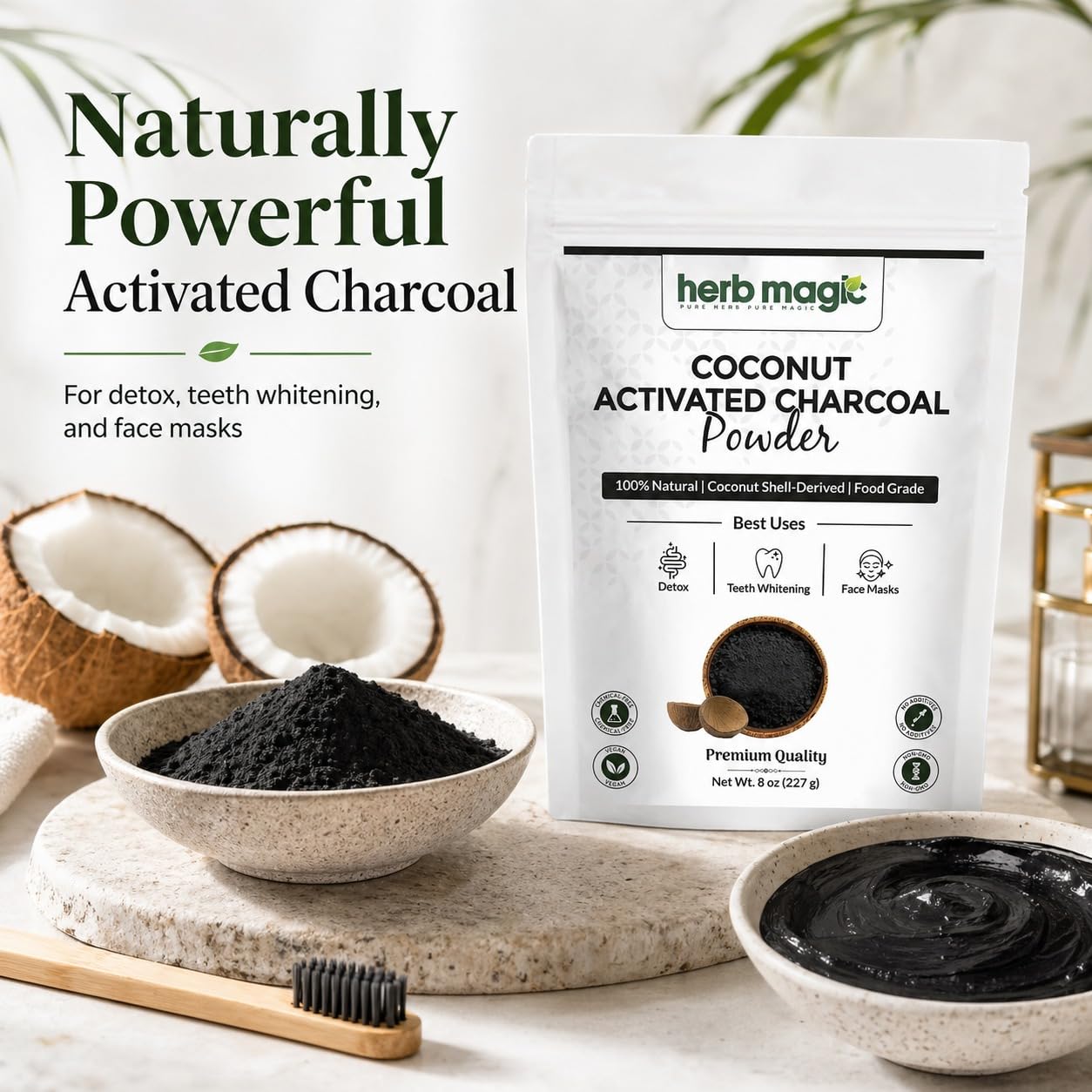Herb Magic Coconut Charcoal Powder mixing with oils
