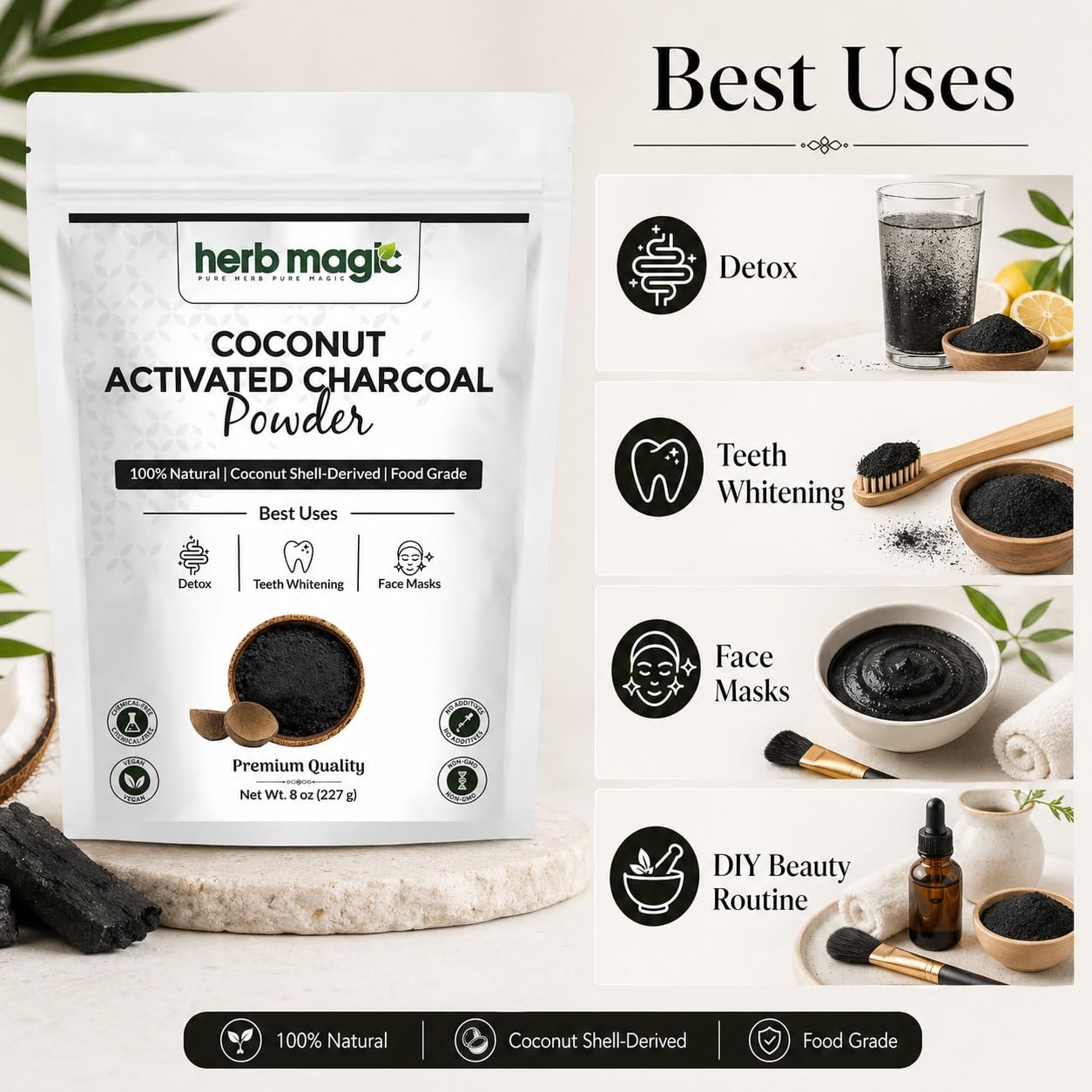 Herb Magic Coconut Charcoal Powder resealable pouch
