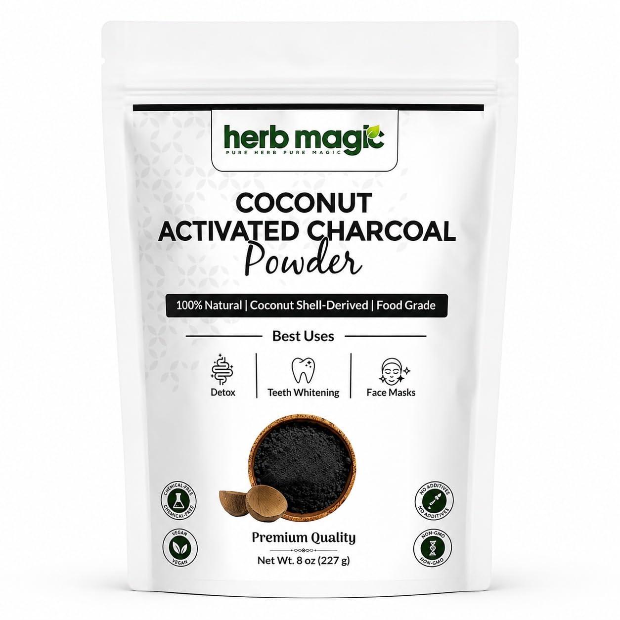 Herb Magic Pure Herb Pure Magic Coconut Charcoal Powder front view
