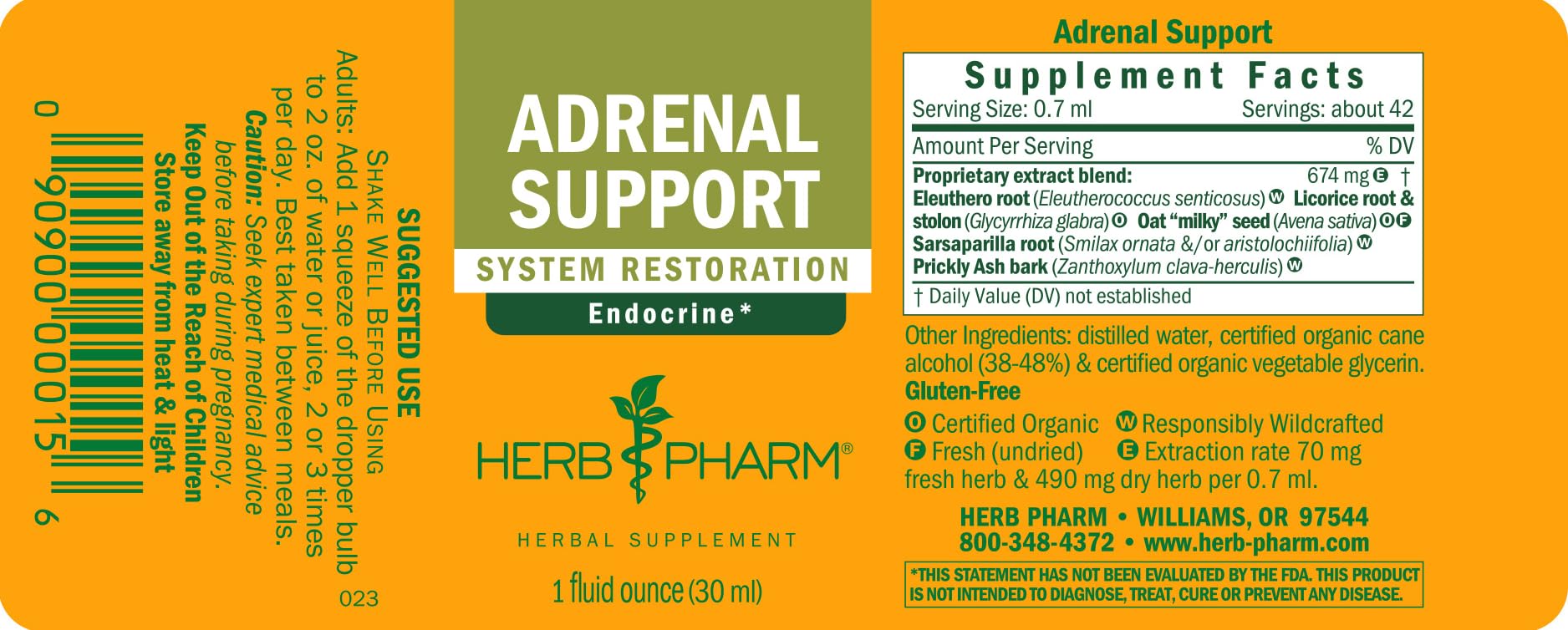 Herb Pharm Adrenal Support Liquid Extract 9g close-up of liquid