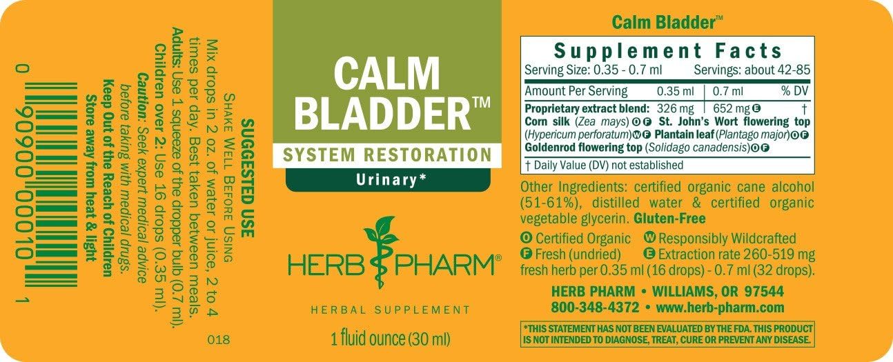 Herb Pharm Calm Bladder Echinacea Supplement side view with label