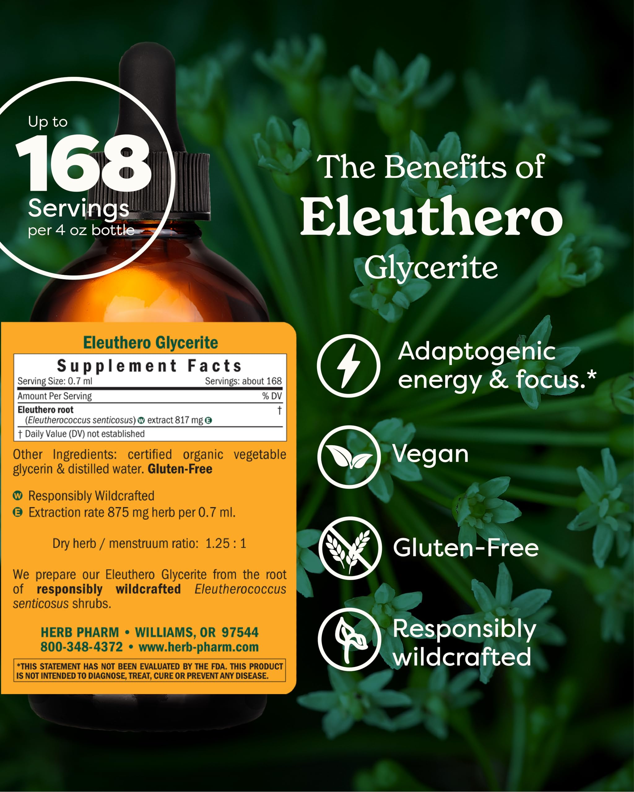 Herb Pharm Eleuthero Liquid Herbal Extract 113g side view