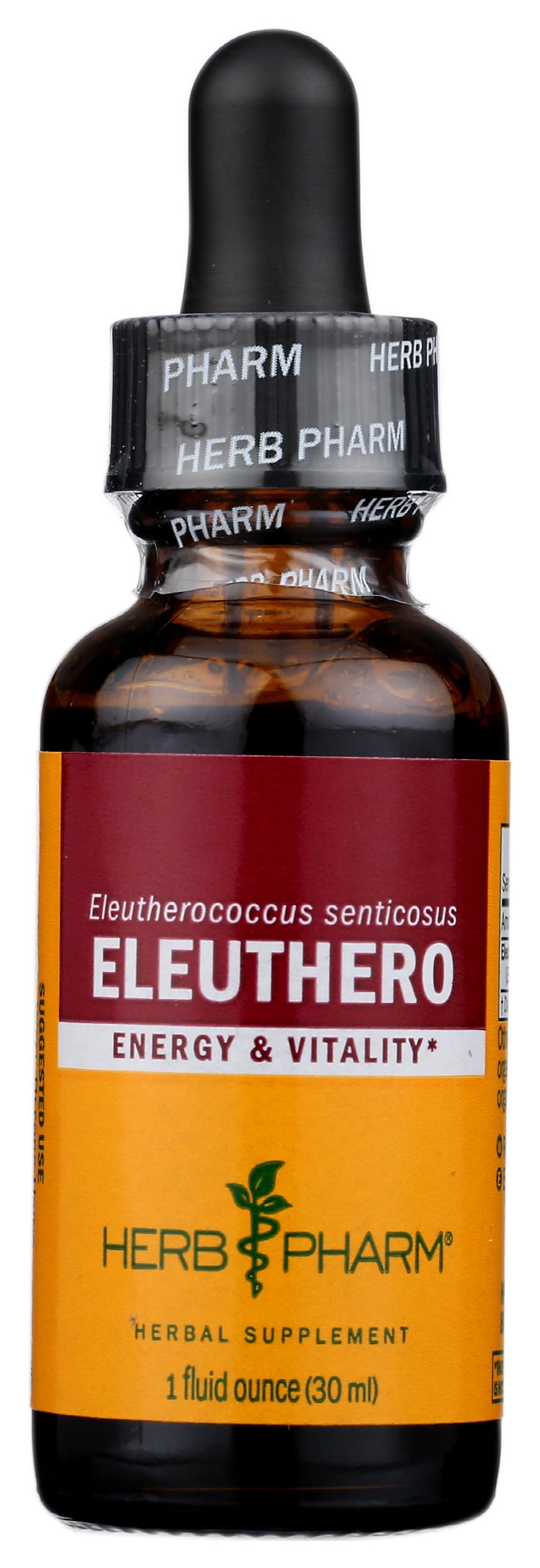 Herb Pharm Eleuthero Liquid Herbal Extract 28g back view showing ingredients