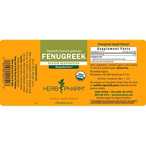Herb Pharm Fenugreek Liquid Extract 113g label close-up