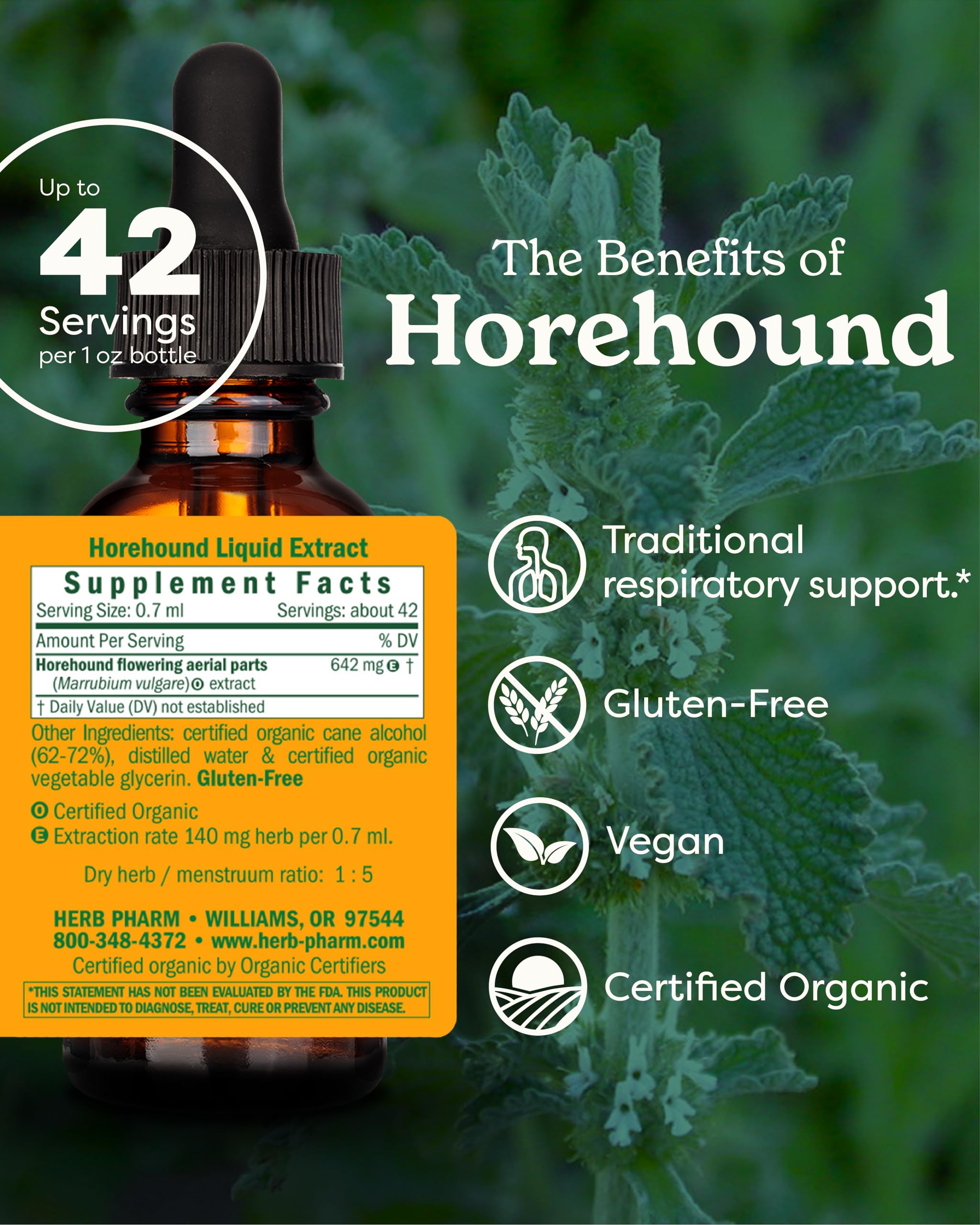 Herb Pharm Horehound Liquid Extract 28g side view