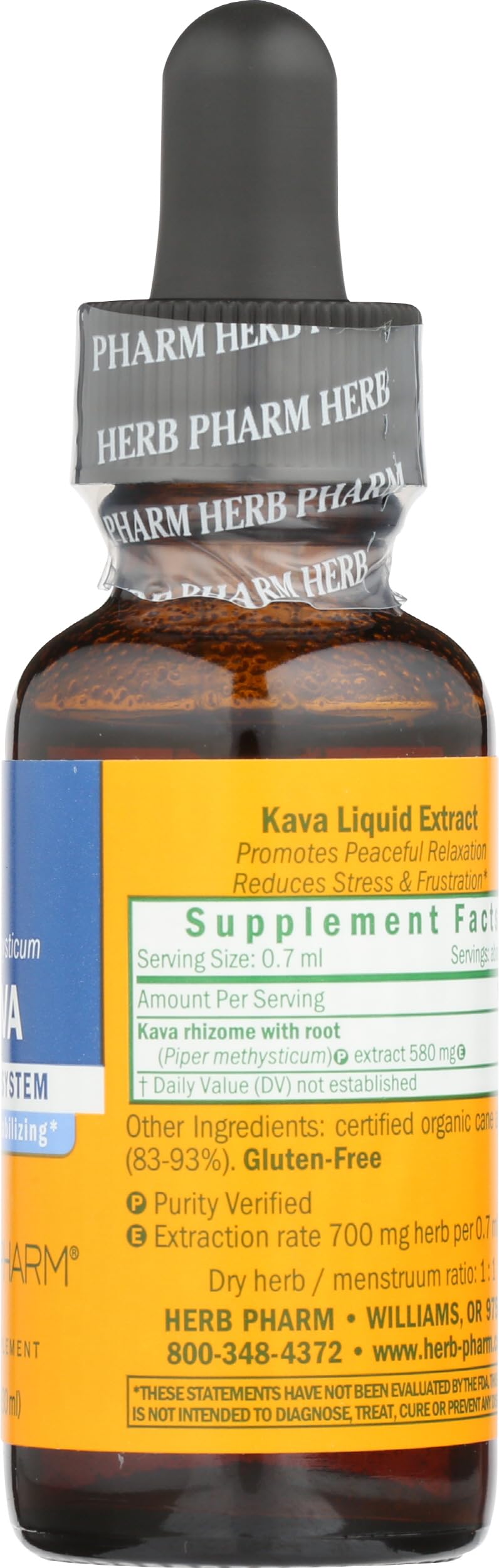 Herb Pharm Kava Extract Tincture 1 oz on wooden table