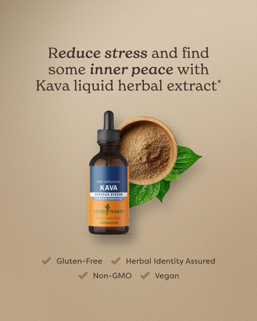 Herb Pharm Kava Kava Extract 2 oz bottle with measuring spoon