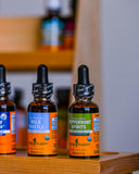 Herb Pharm Milk Thistle Tincture with herbs in background