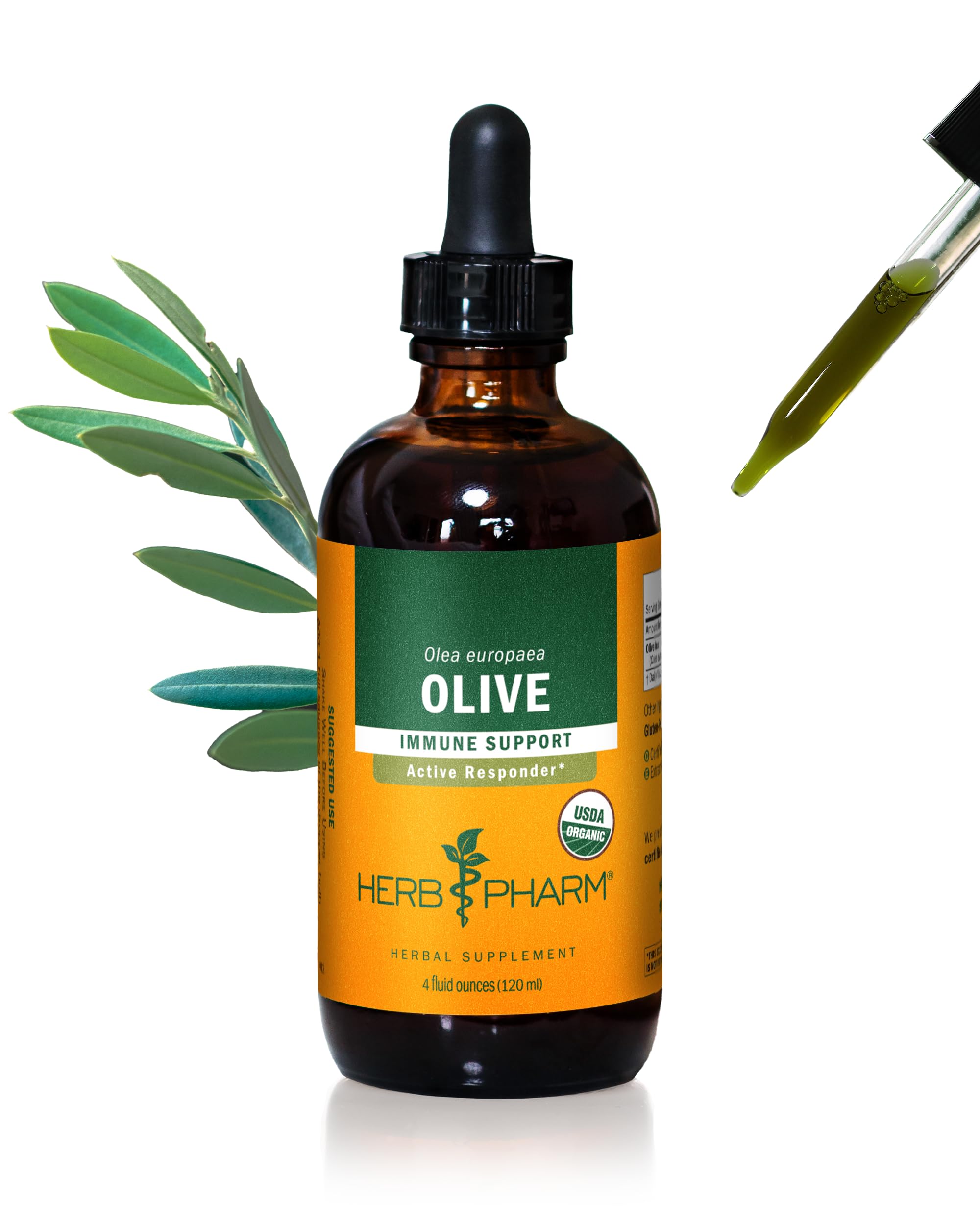 Herb Pharm Olive Leaf Extract 4 Ounce liquid bottle front view
